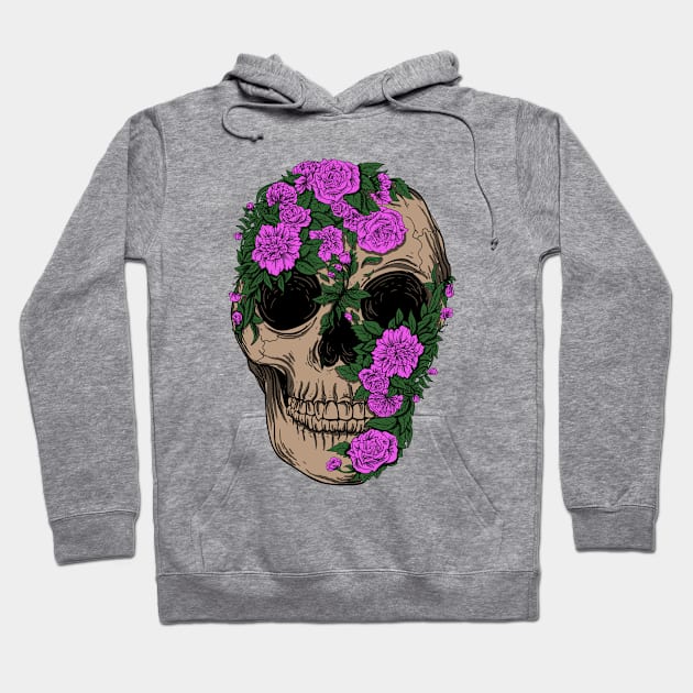 Skull Flower Artwork Hoodie by Mako Design 